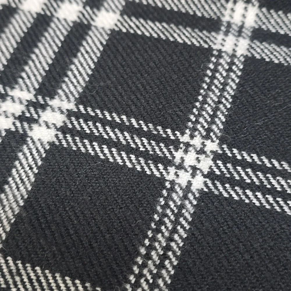 Black and White Plaid Shawl, Size OS